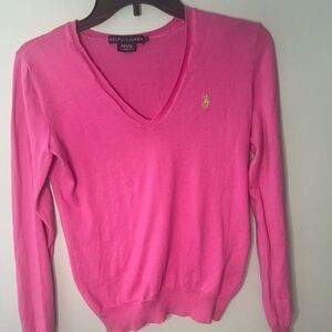 ralph lauren pink light summer  sweater lime green Polo  Small woman’s S V neck